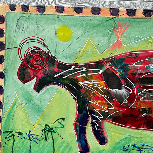 Flack Mixed Media Dinosaur 48x24 WP2650 - Christopher Park Gallery